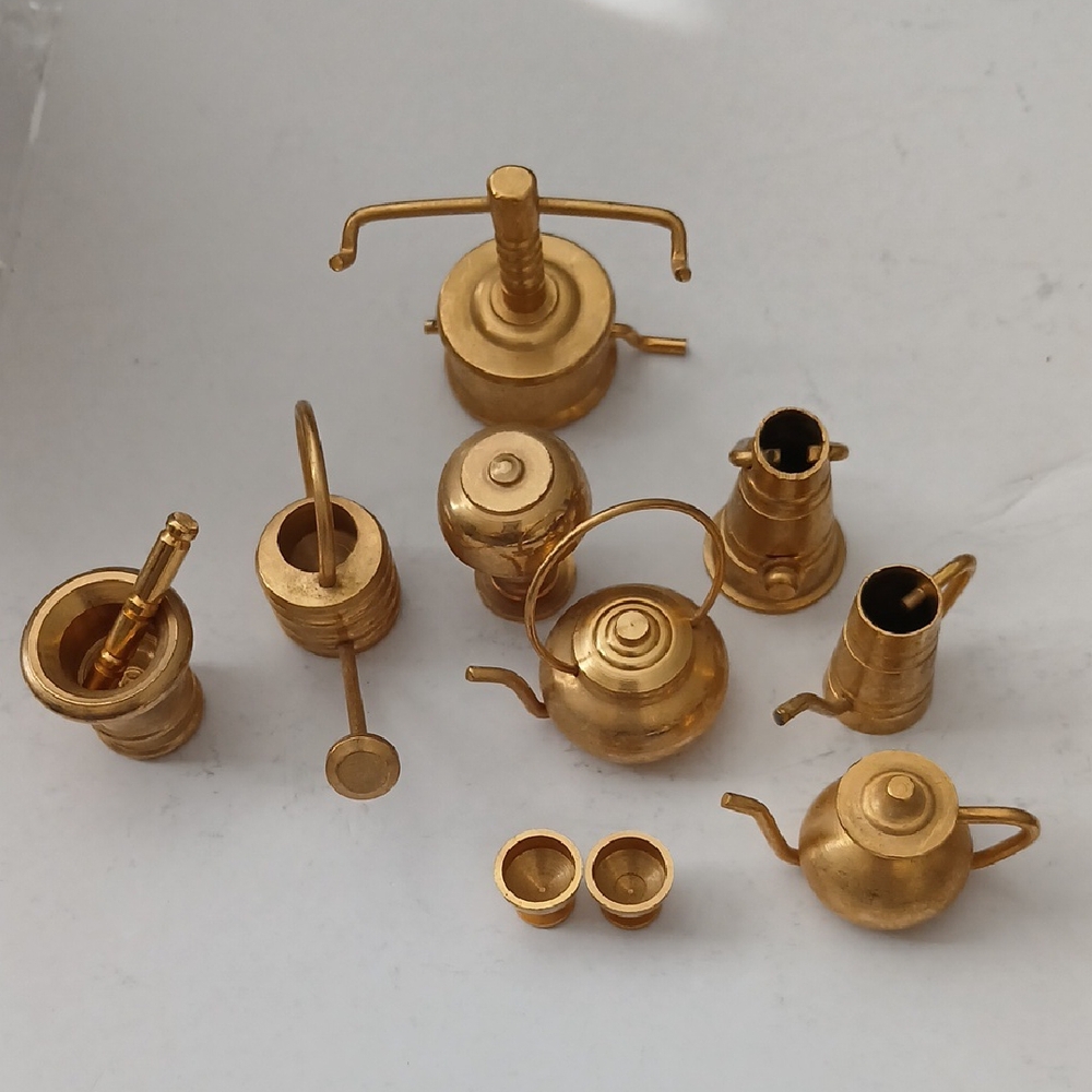 Elegant Brass Miniature Kitchen Pieces.